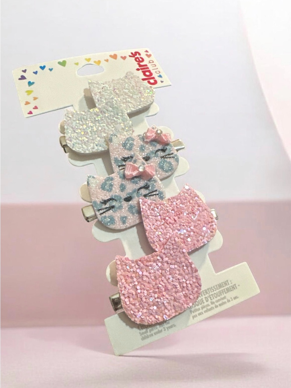 Claire's Pink & White Glitter Kitty Hair Clips Set
1032